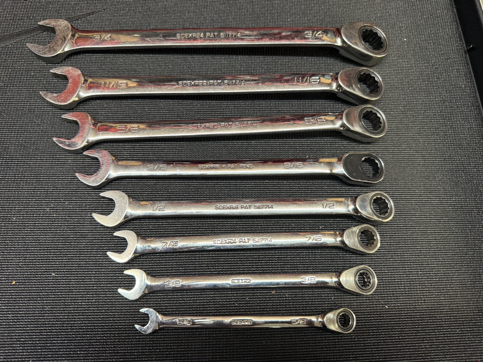 Snap On Reversible Ratcheting 8pc Wrench Set 5/16-3/4”