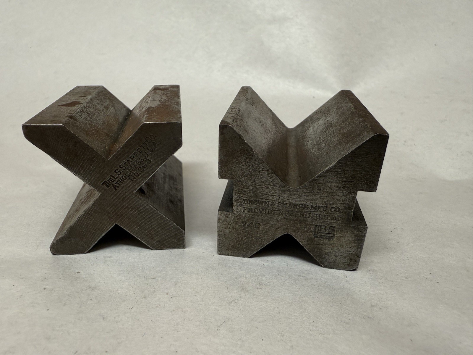 USA Starrett No. 268 and Brown & Sharpe No. 749 Machinist V Block Jigs