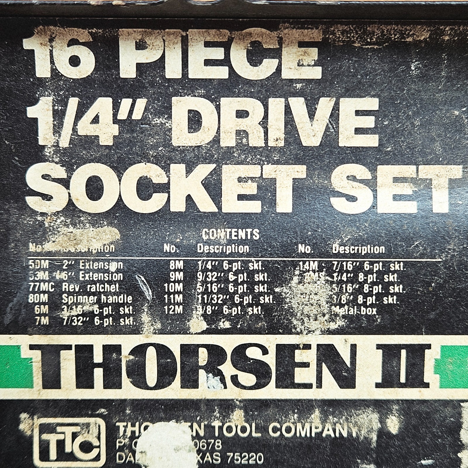 Made in USA Thorsen 1/4″ Drive 16 Piece 77MC Ratchet Socket Set in Metal Box