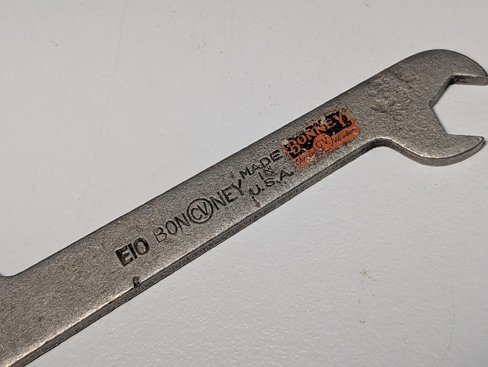 Bonney E10 Ignition Wrench 3/8″-7/16″ Offset Open End USA Vintage Sticker