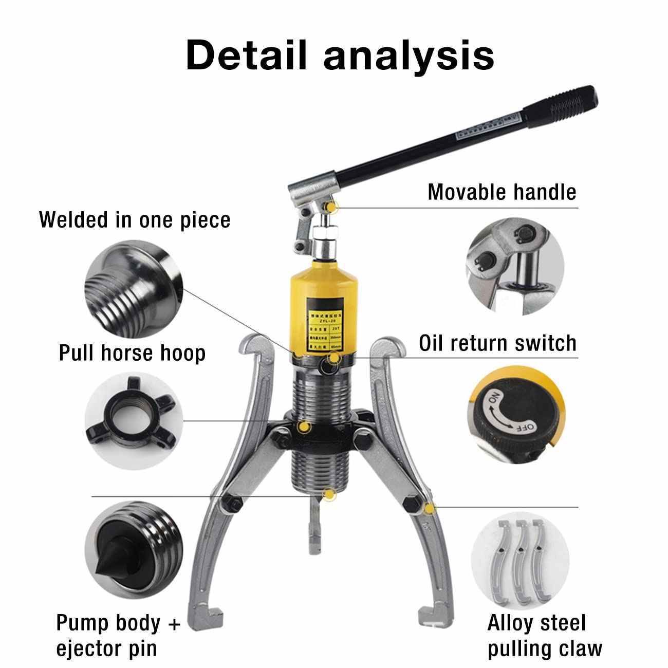 2/3-Jaw 15T Hydraulic Gear Puller Set Wheel Bearing Pulling Separator Tool