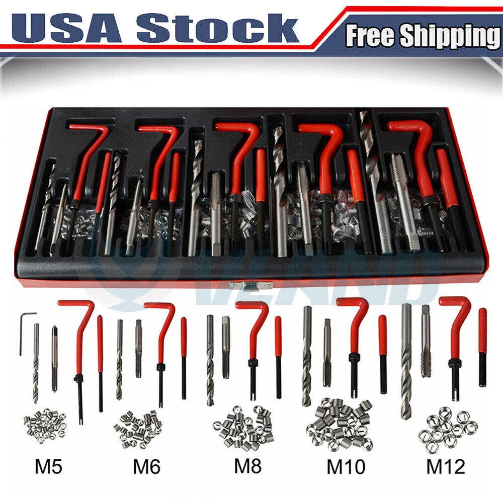 131 Pcs Thread Repair Insert Kit Metric M5 M6 M8 M10 M12 Helicoil Pro Coil Tool