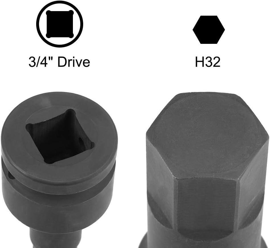 uxcell 3/4″ Drive x H32 (32mm) Impact Hex Bit Socket, Metric 4″ Length,