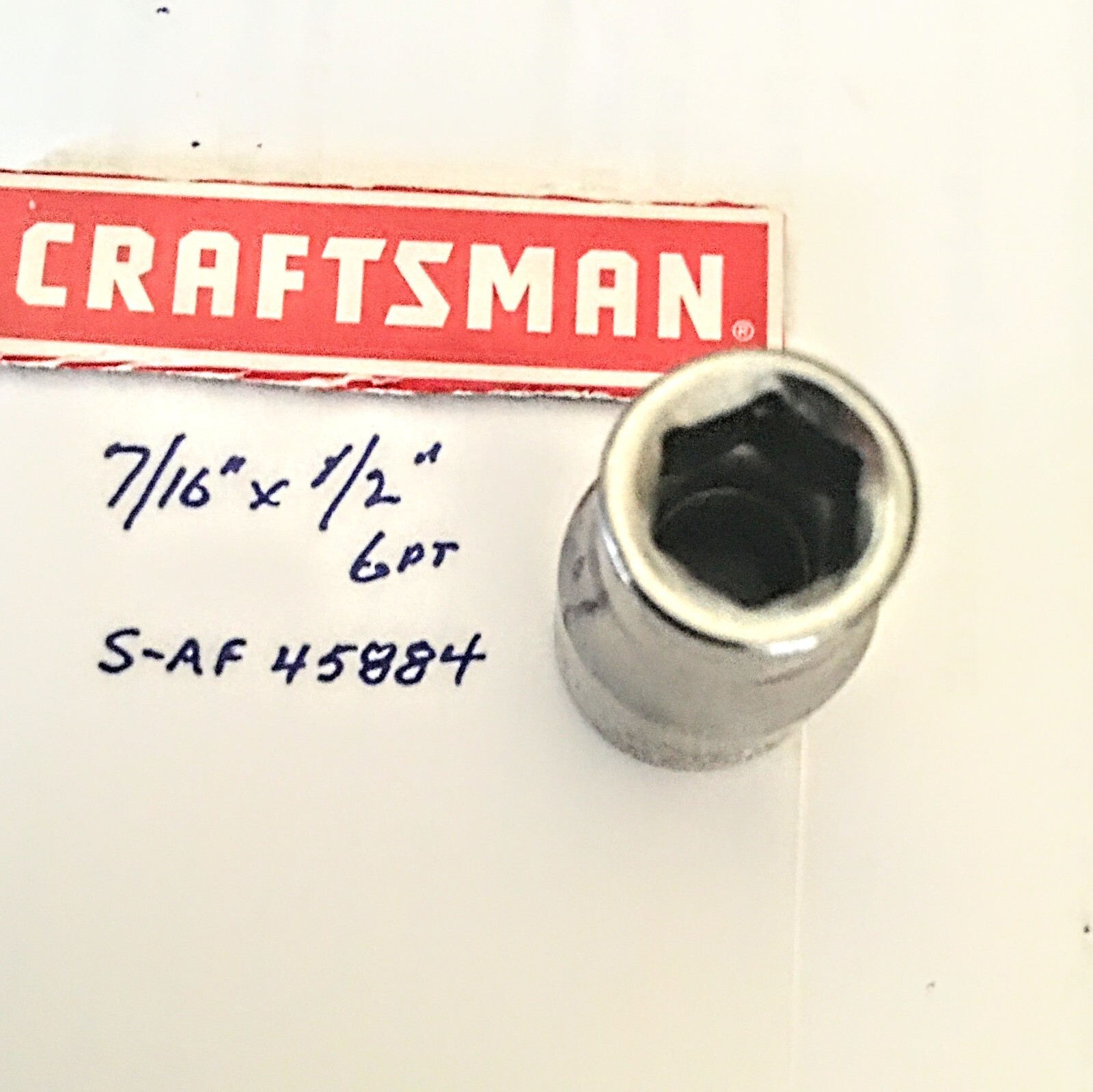 Craftsman 7/16″ x 1/2″ Dr Socket – S-AF 45884- 6 Point – Free USA Shipping