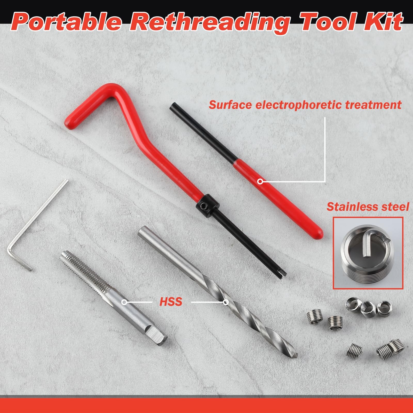 30-Piece M6 Thread Repair Kit with HSS Drill and Inserts for Auto Repair