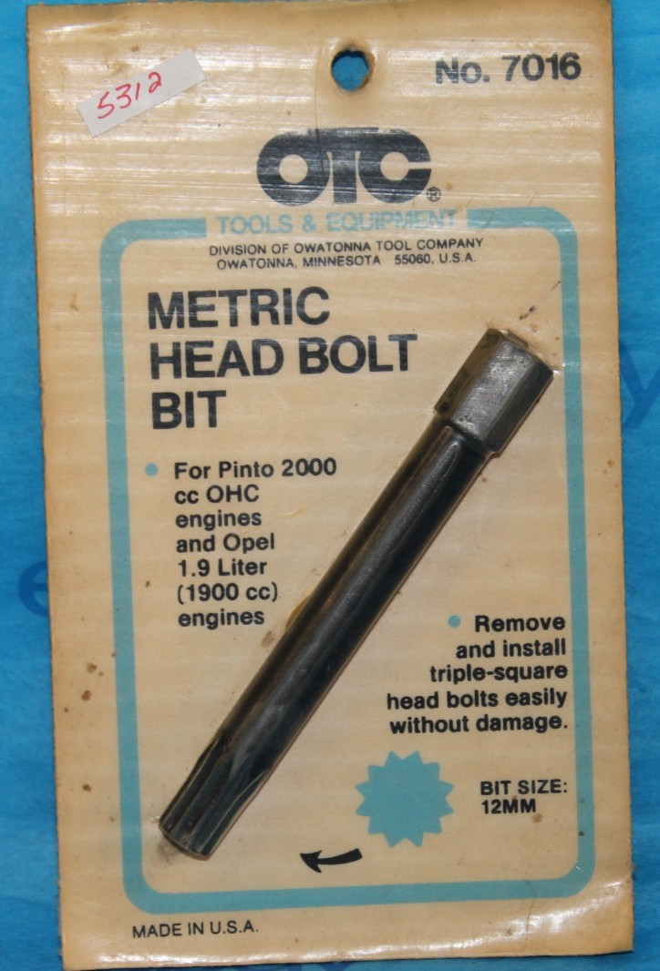 Vintage NOS OTC 7016 Tripple Square Metric Head Bolt Bit Pinto Opel 1900CC 2000C