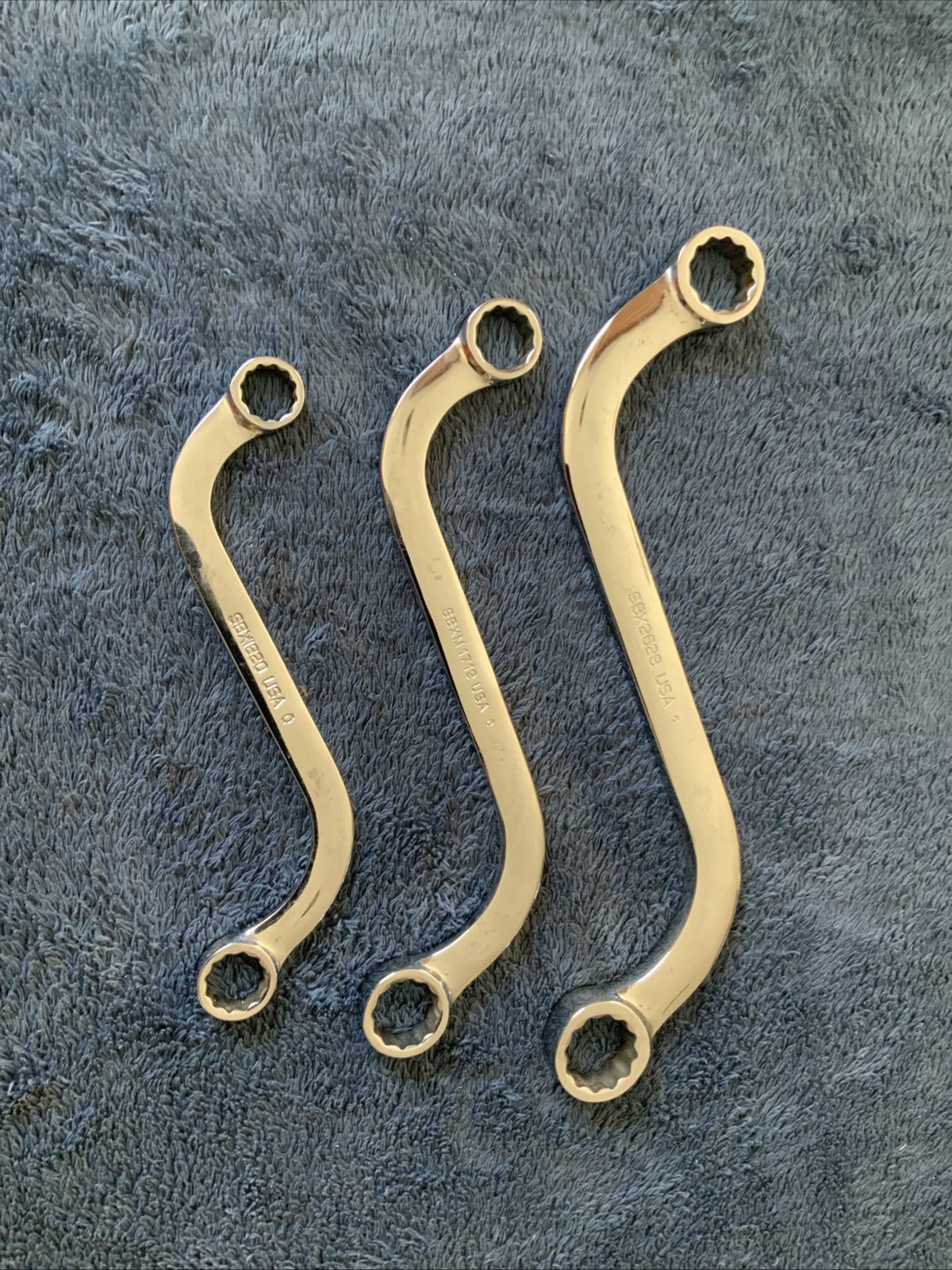 Snap On 3pc S Shaped Wrenches….1 Metric, 2 Are Sae…..see Pics For Sizes…..