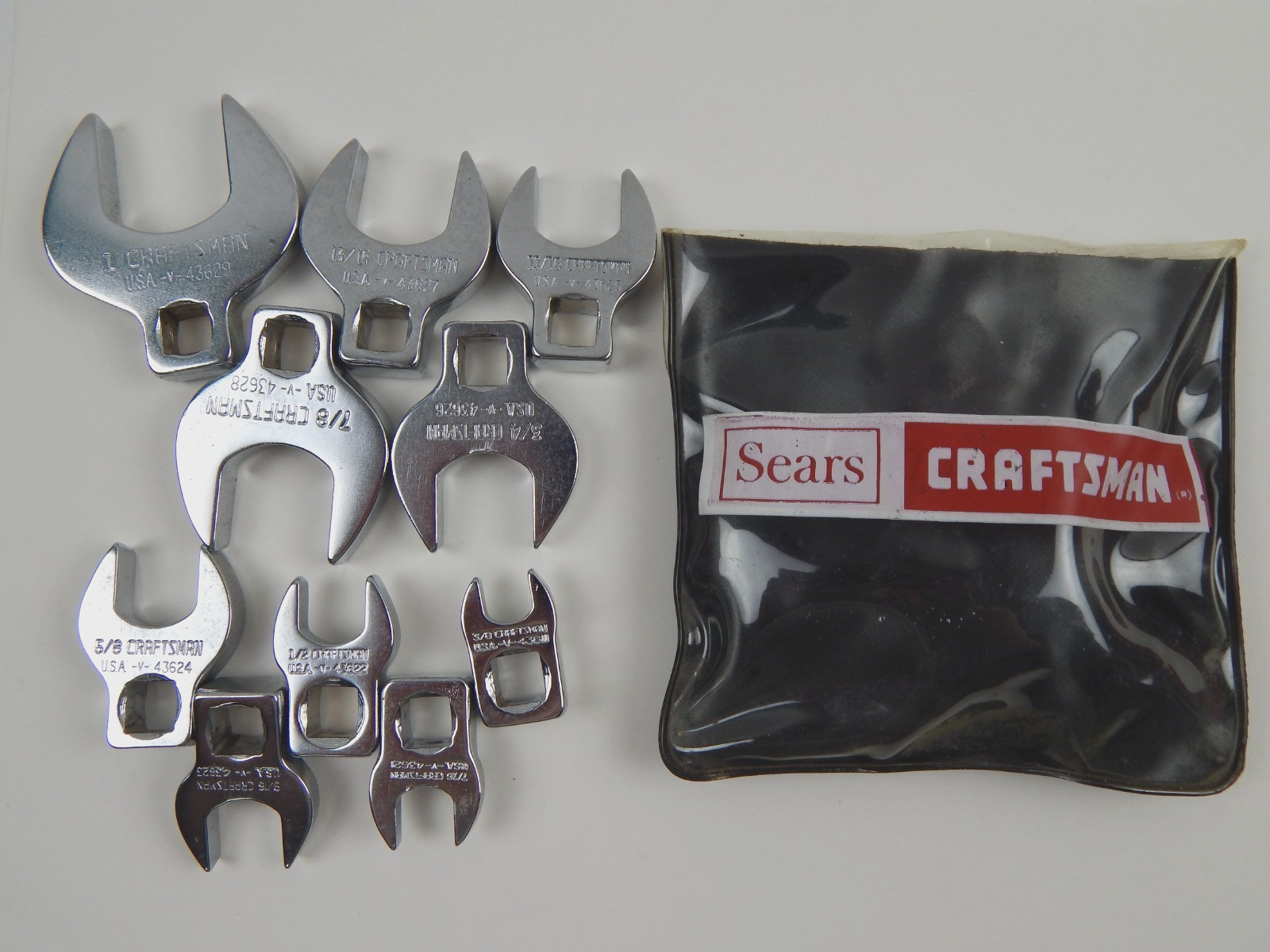 USA Craftsman 10pc 3/8 Drive SAE Crow Foot Socket Set 3/8″ to 1″ Set V Series