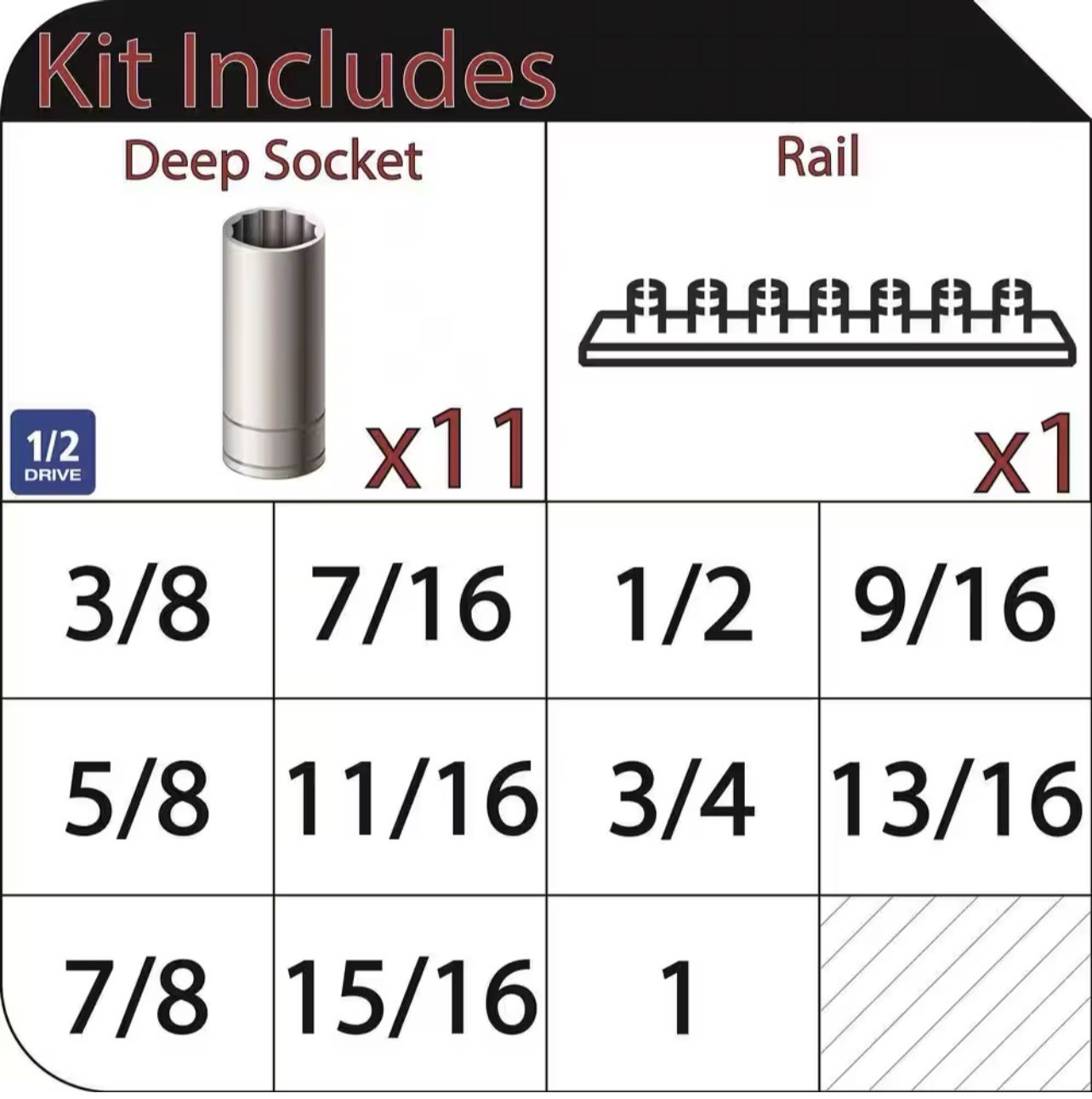 Husky 1/2 in. Drive Deep SAE Socket Set (11-Piece)