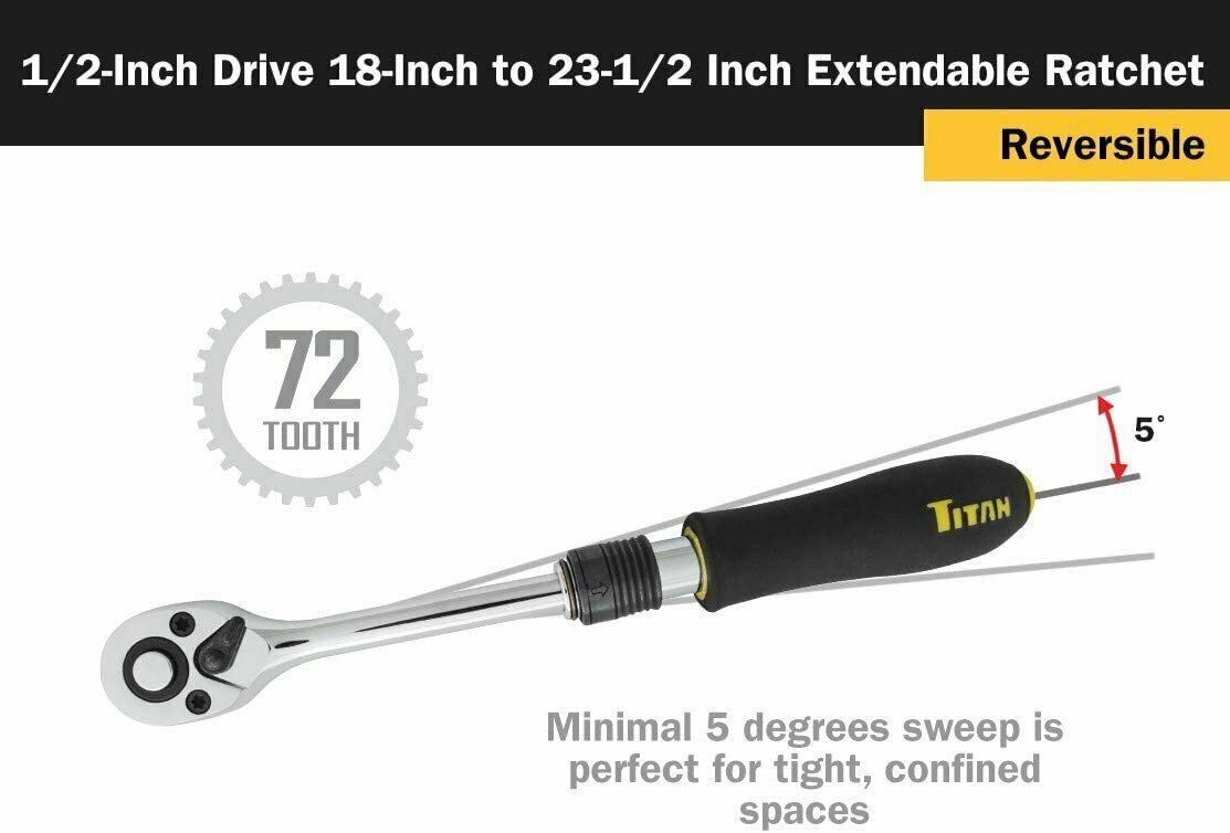 Titan 12073 1/2″ Drive Extendable Ratchet