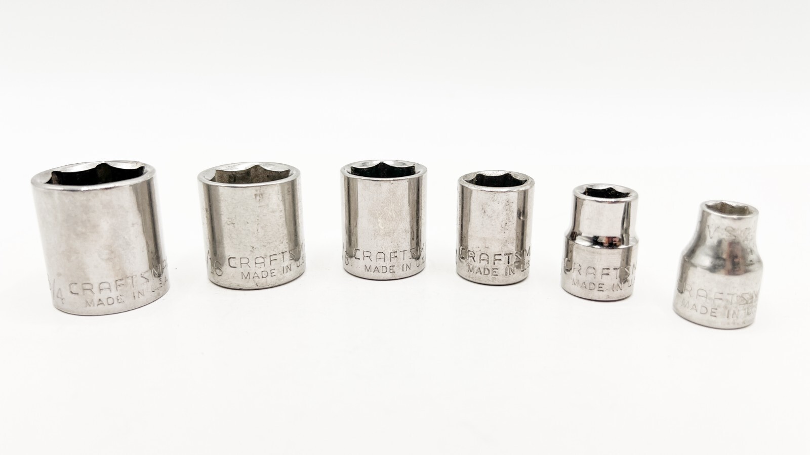 CRAFTSMAN 6-Piece, 3/8″ Drive, 6 Point, SAE Shallow Socket Set, G & G1 Series