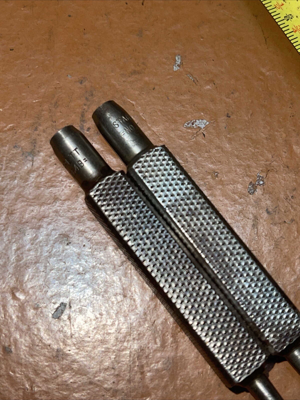 Vintage Starrett USA 264B Short Stubby Center Punch Set Knurled Grip 2 Piece