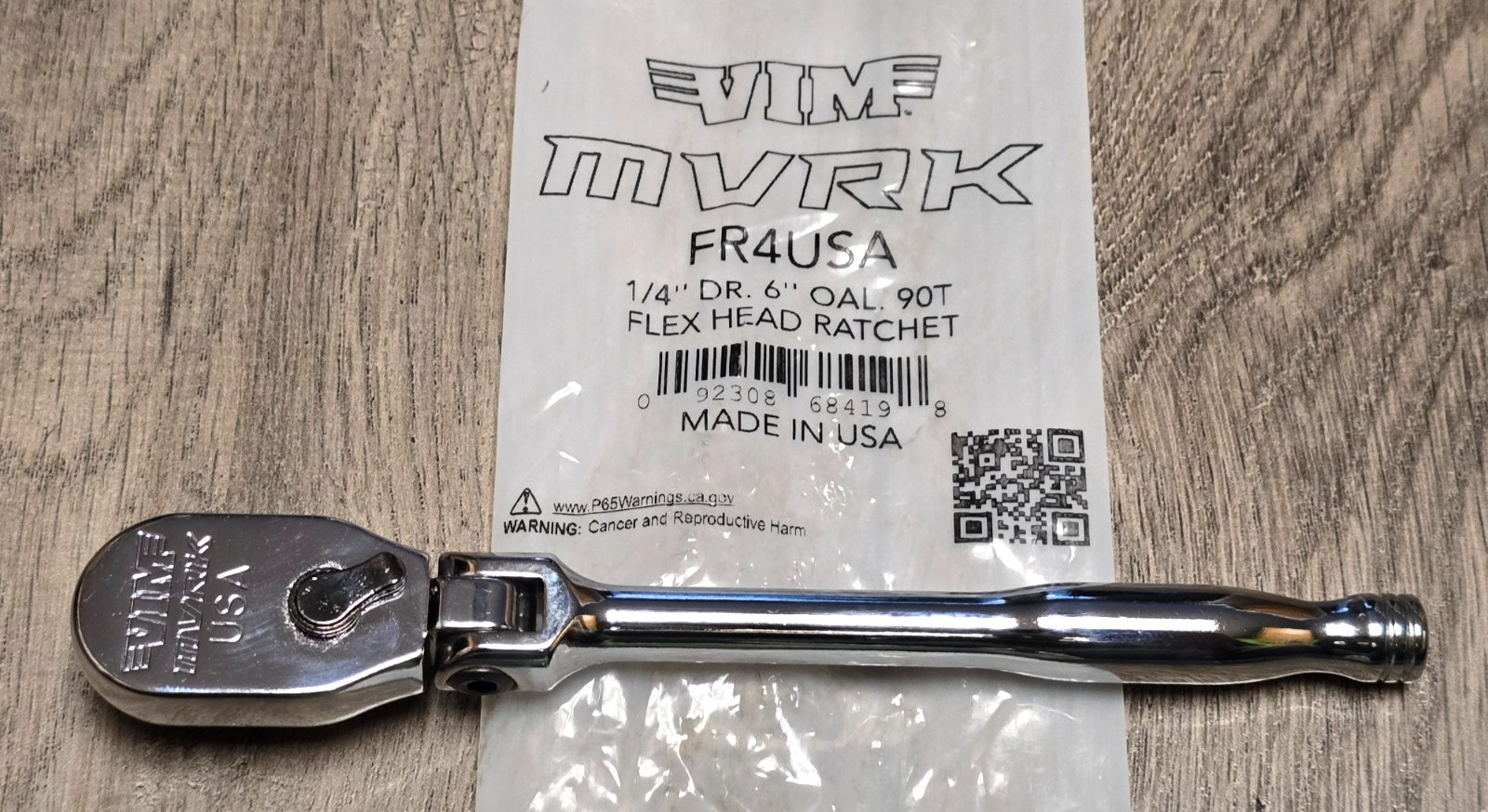 VIM Tools MVRK 1/4″ x 6″ Long Handle Flex Head 90T Ratchet, USA! #FR4USA
