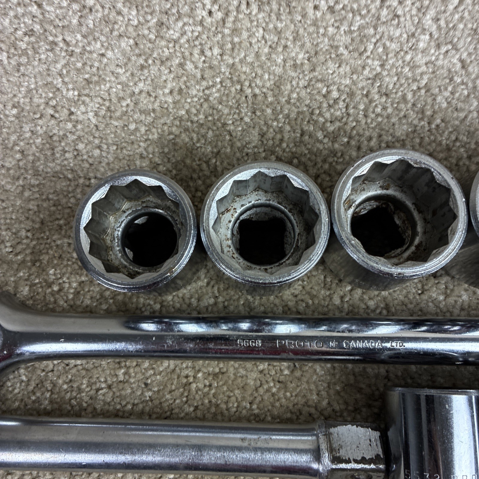 PROTO 3/4 Drive Flex Head Breaker Bar ,11 Sockets ,Craftsman Extension SAE