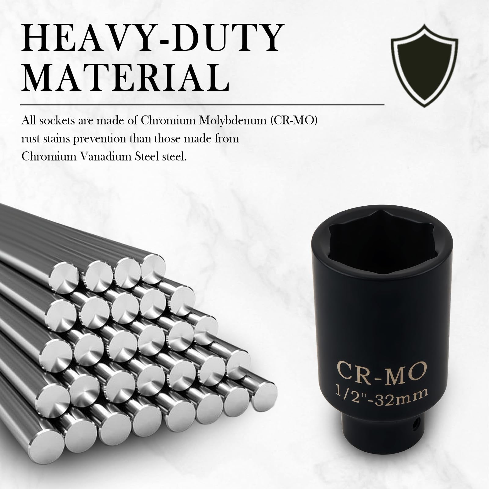 32mm Socket 1/2 Drive with 6 Point Design,Anti-Rust 3.05×1.73×1.73 inch,