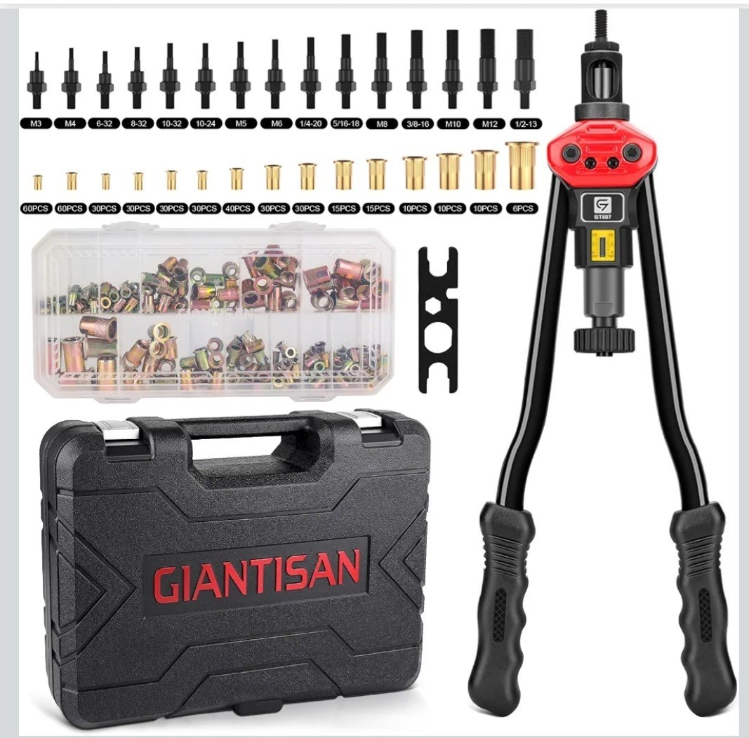 Rivet Nut Tool Kit,16-Inch Rivnut Kit 16-Inch/ 12 Mandrels