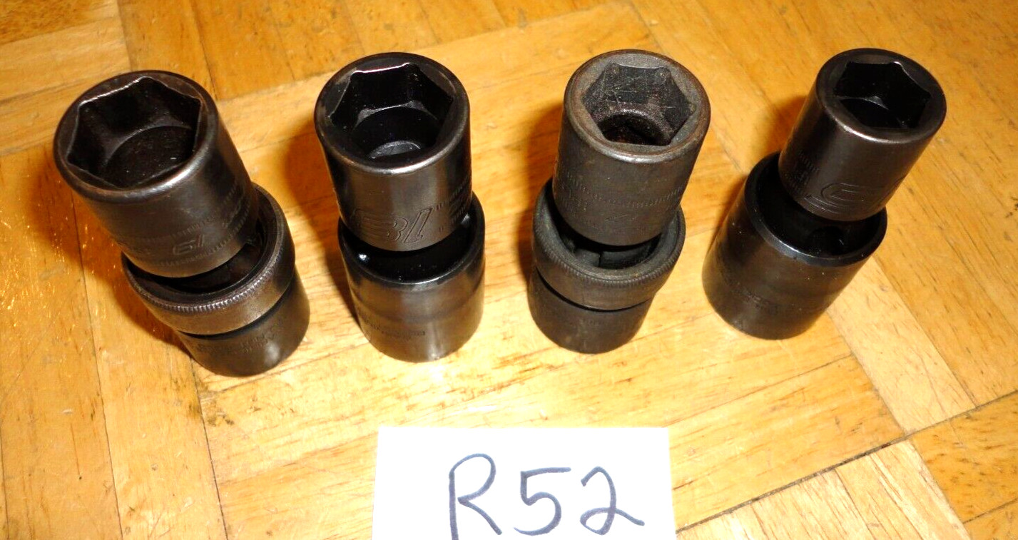 SNAP-ON TOOLS UNUSED 4 PIECE 1/2 DR. METRIC SWIVEL IMPACT SOCKETS 15, 17, 18, 19