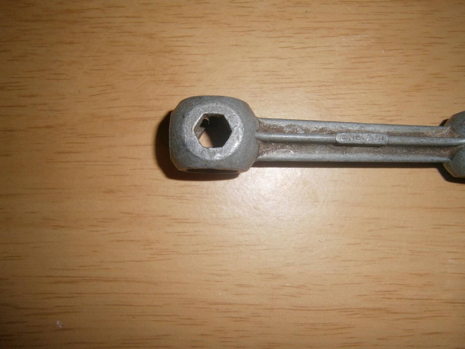 Vintage silver tone U.C.P. England multi spanner. 17mm end.(E6d)
