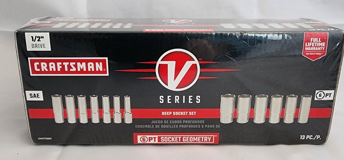 Craftsman 12 pc. Deep Socket 1/2″ Drive V Series SAE CMMT17395V 6 Point