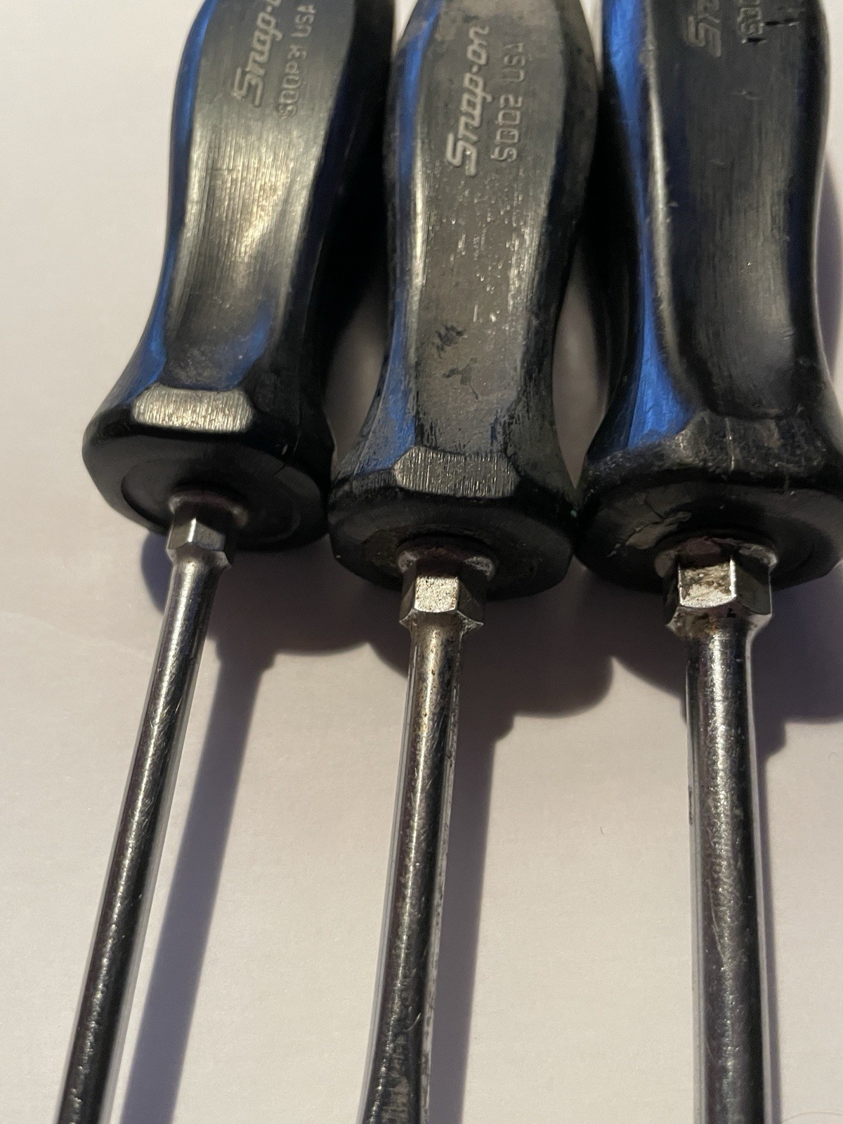 Vintage Snap-On Screwdrivers – Black Handle Lot Of 3 USA SDDP31, SDD2, SDD4