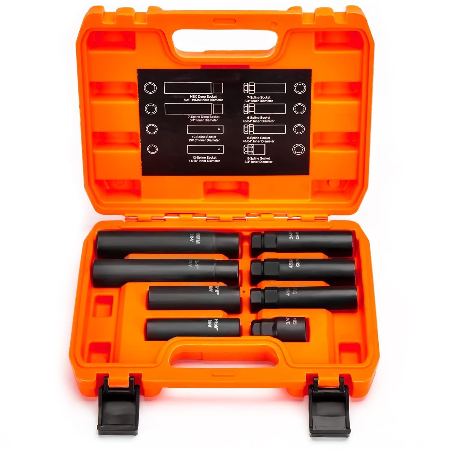 Durable 8-Piece Spline Lug Nut Key Kit – Chrome Vanadium Steel for Custom Rims