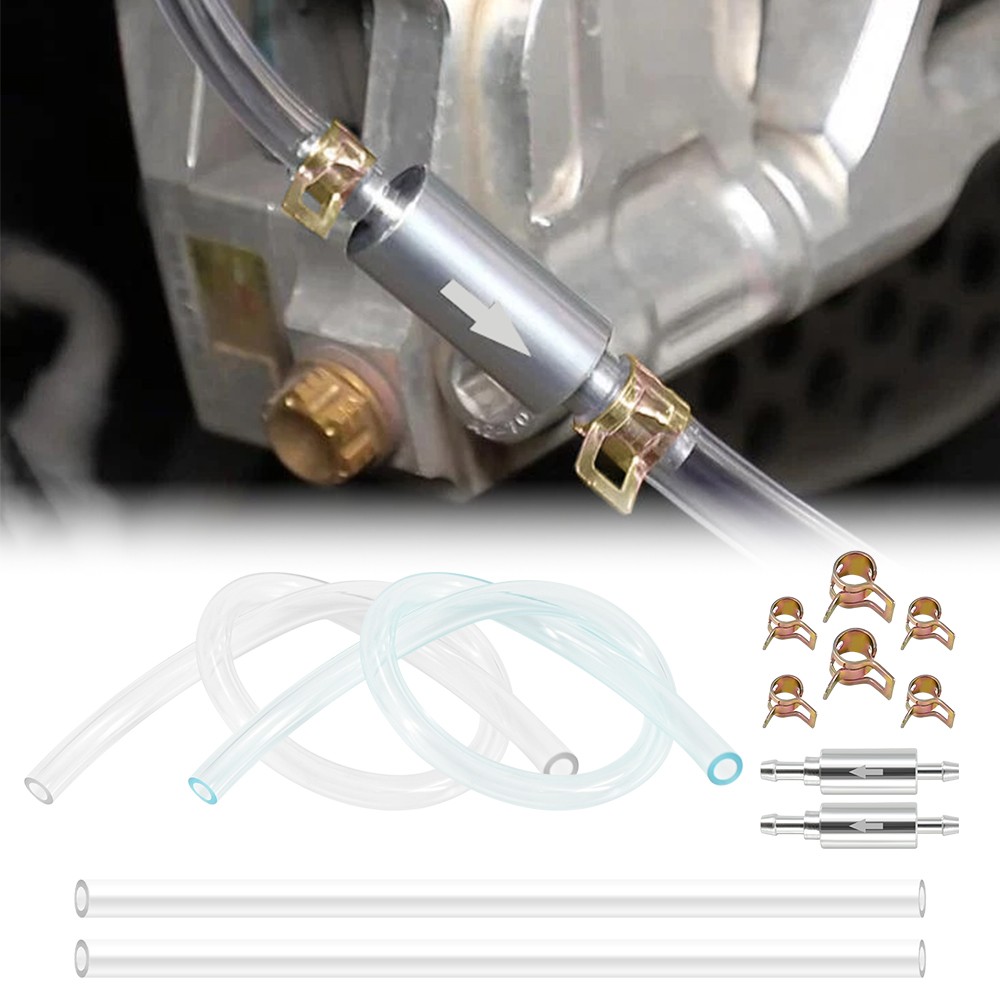 2 PCS BRAKE BLEEDER HOSE, ONE WAY CHECK VALVE TUBE BLEEDING TOOL KIT SILVER US