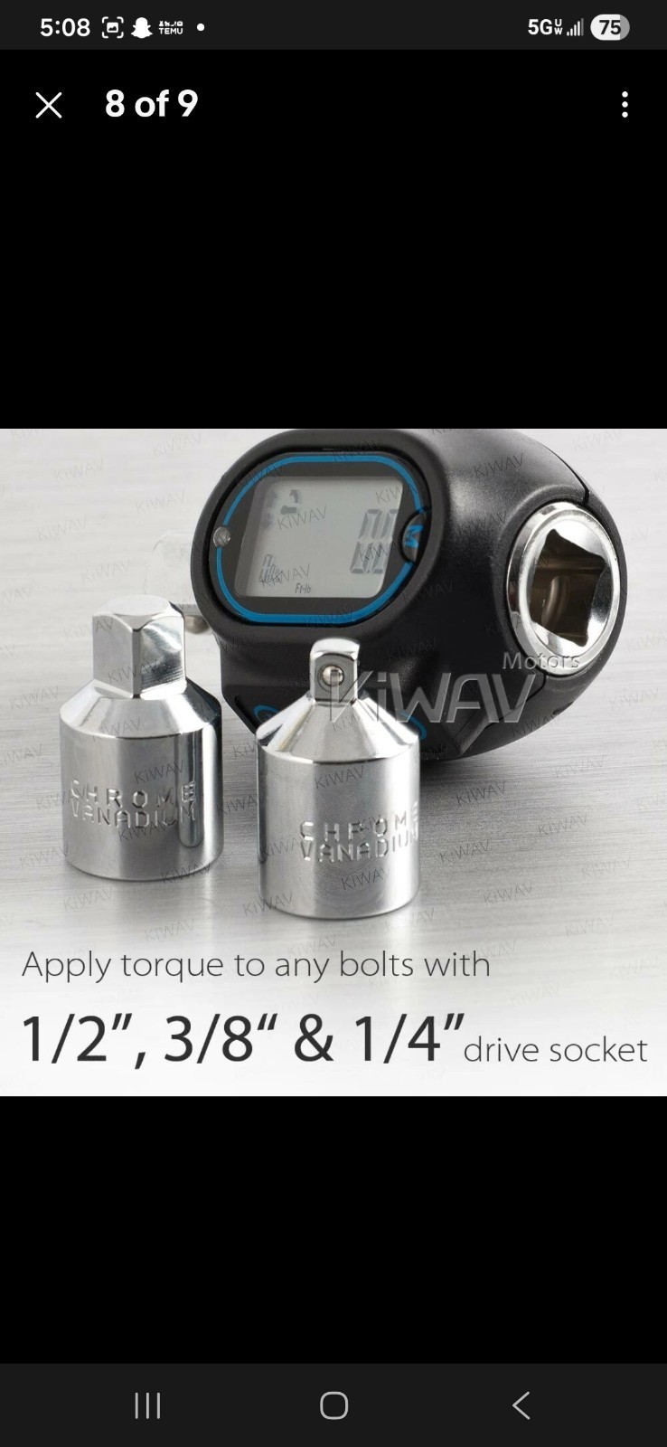 VAWiK Digital Torque Adapter rotatable display buzzer led alert with case