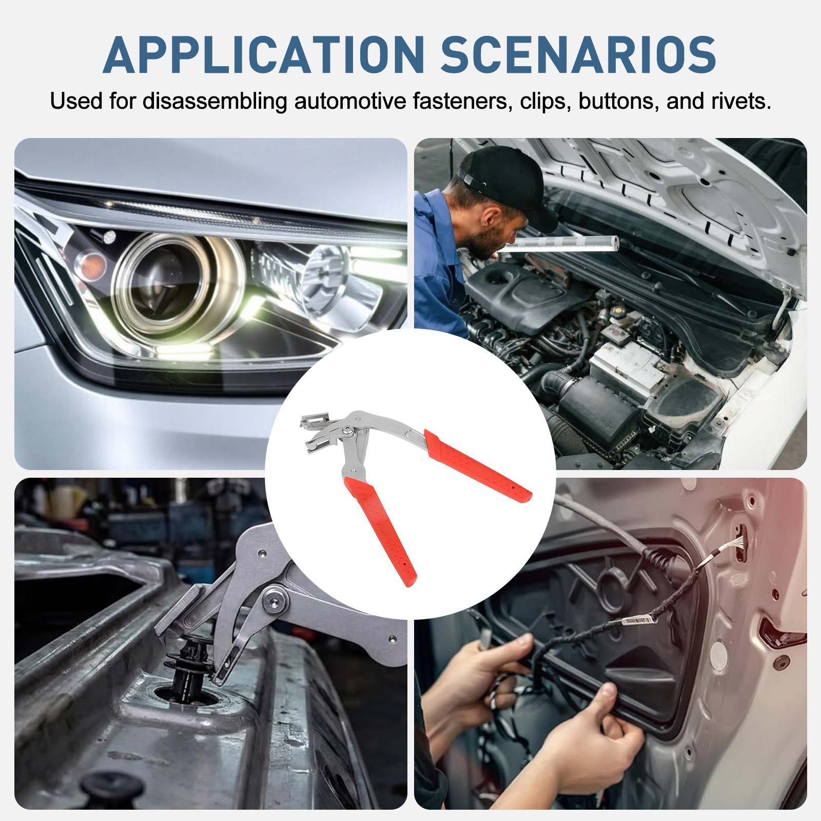 Car Clip Removal Pliers Steel Spring Loaded Fastener Remover Tool for Auto Trim