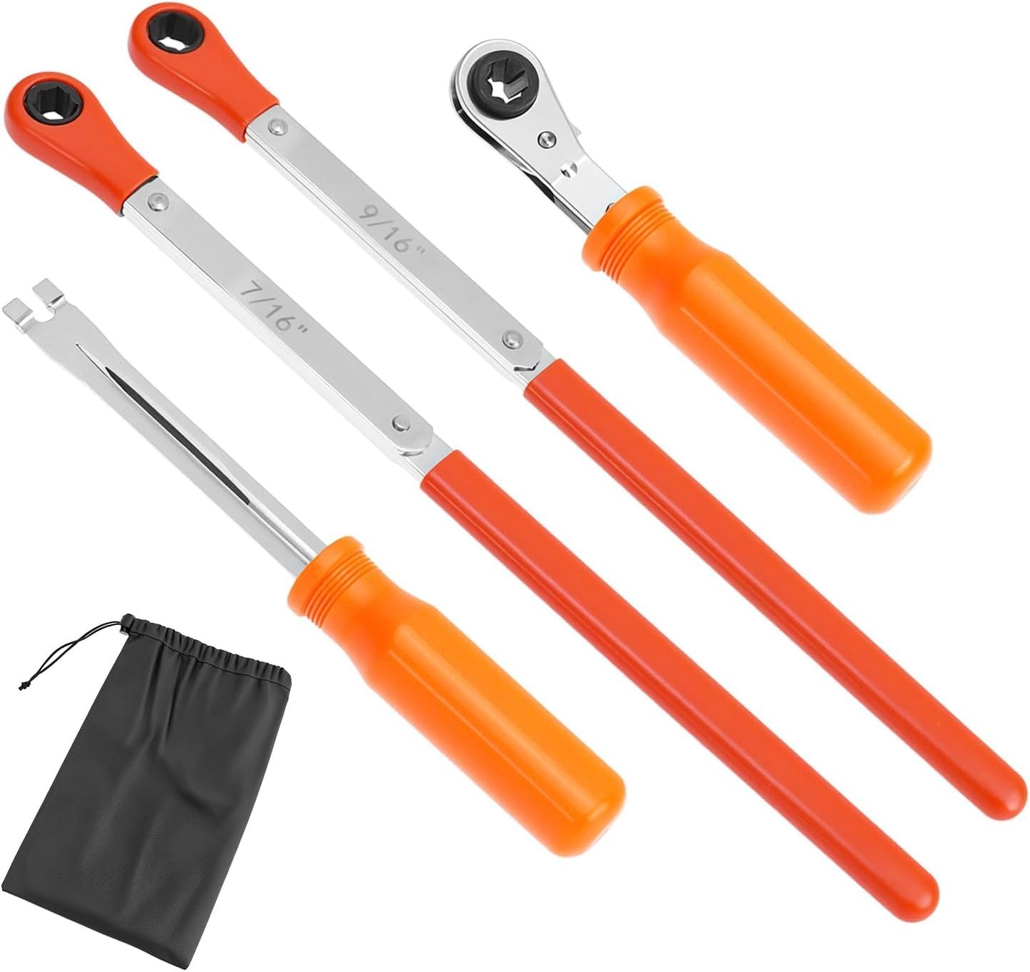 4 Piece Slack Adjuster Wrench & Tool Kit, Heavy Duty Truck Brake Service Set