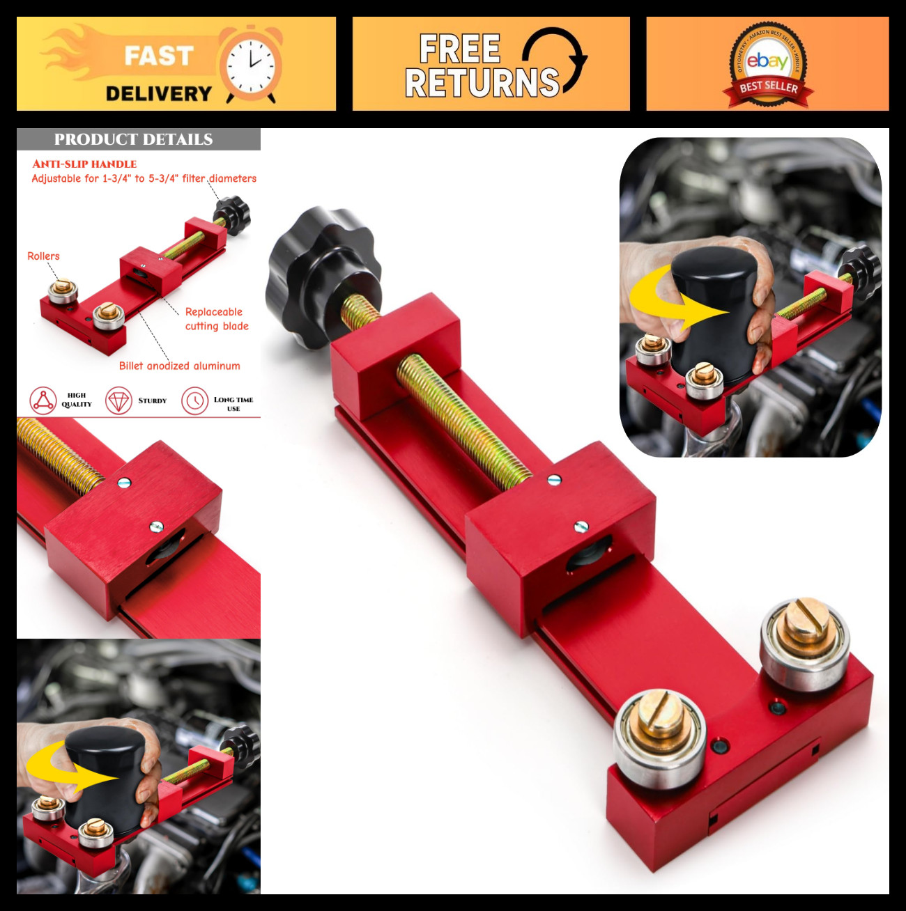 Adjustable Oil Filter Cutter Tool, Heavy Duty Metal Wrench for 1.75″-5.75″ Filte