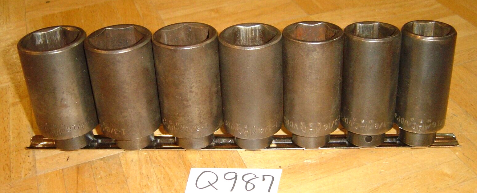 MAC TOOLS 7 PIECE 1/2 DRIVE SAE. DEEP IMPACT 6 POINT SOCKET SET 1-1/16 TO 1-7/16
