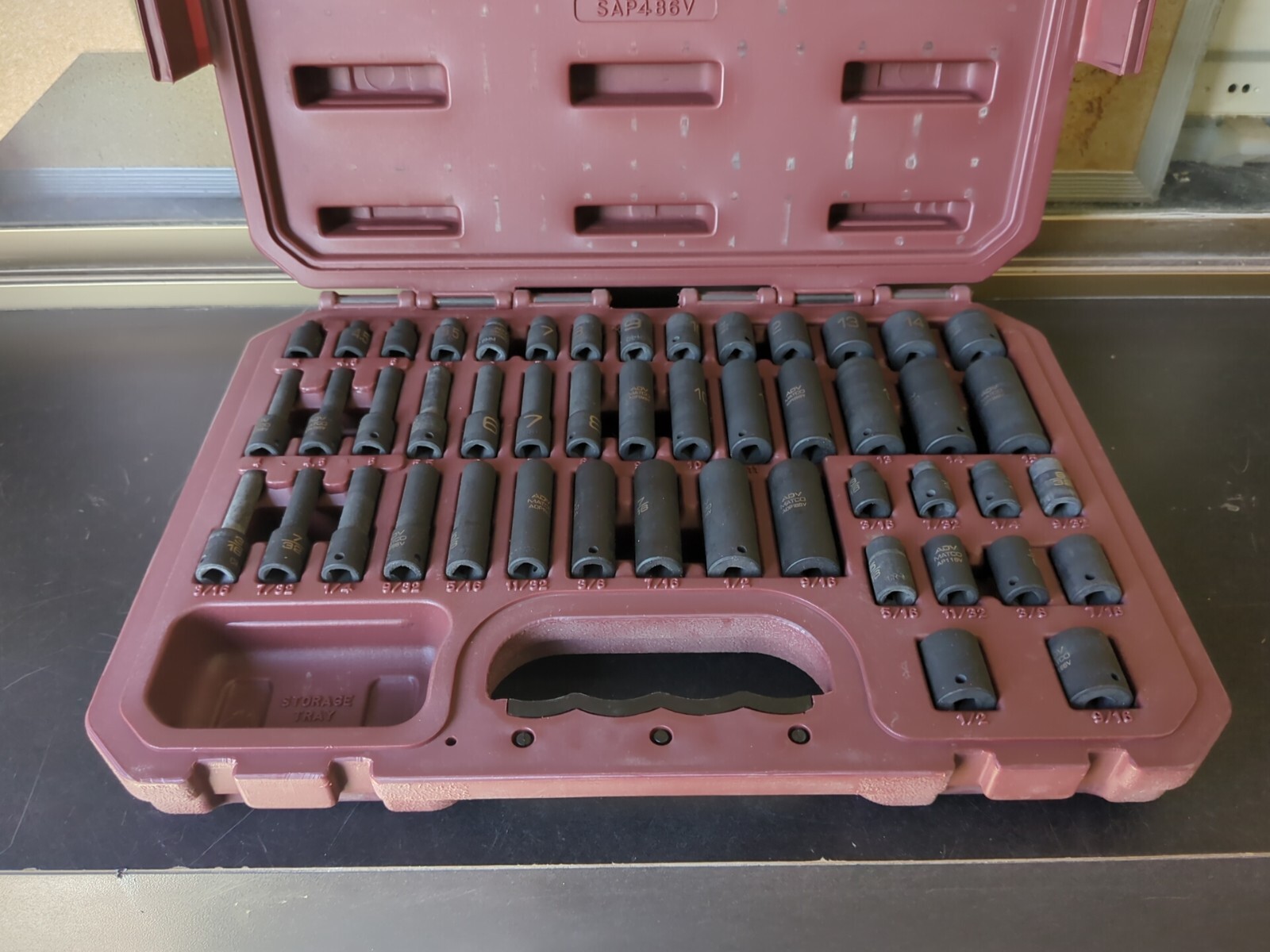 Matco Tools SAP486V ADV 1/4″ Metric SAE Shallow Deep Impact Socket Set Incomplet