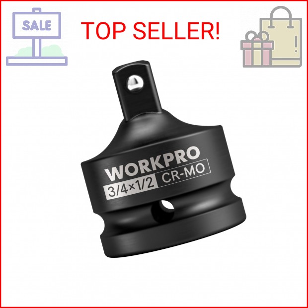WORKPRO 3/4″ F to 1/2″ M Impact Socket Adapter, Cr-Mo Steel, Socket Adapter Set