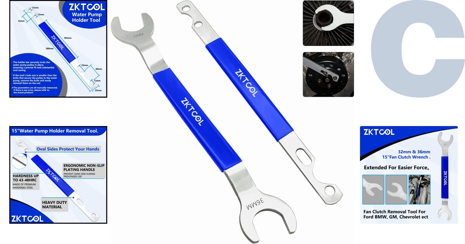 Heavy-Duty Fan Clutch Removal Tool Kit with Comfort Grip – For Multiple Vehicles