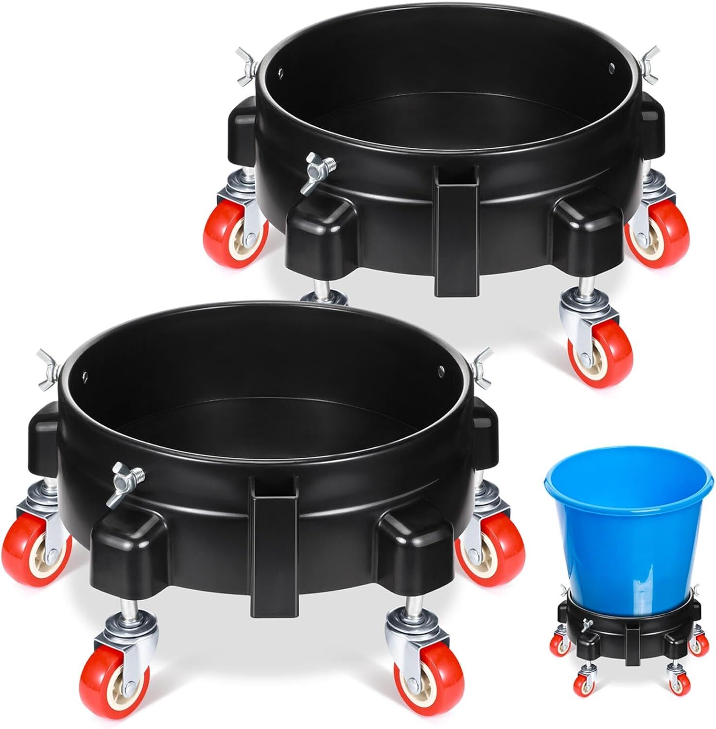 2 Pcs 5 Gallon Bucket Dolly with 5 Swivel Wheel Casters 11.42» Car Wash…
