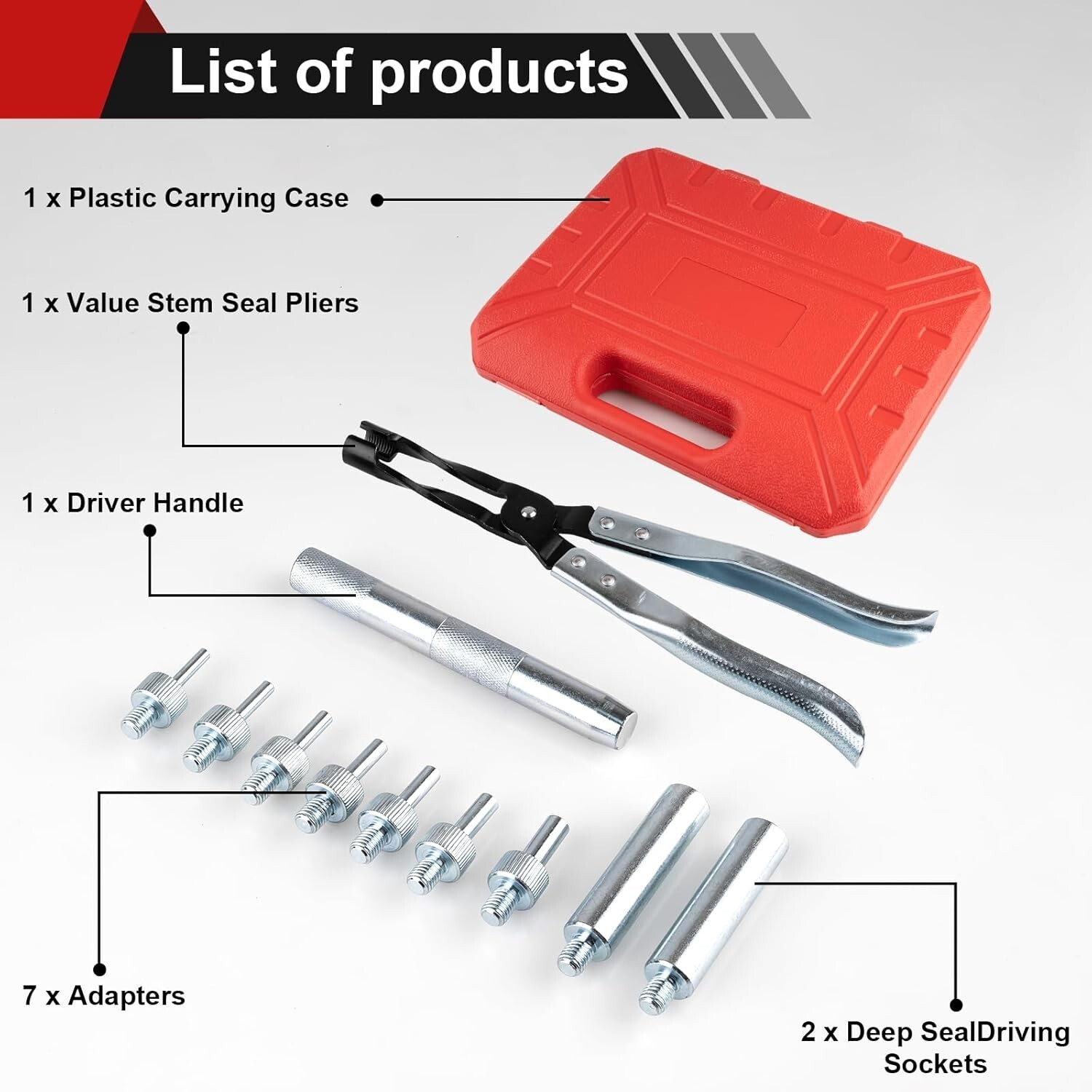 11PCS Valve Seal Removal Tool Disassembly Plier Variety Socket Sizes Most Engine