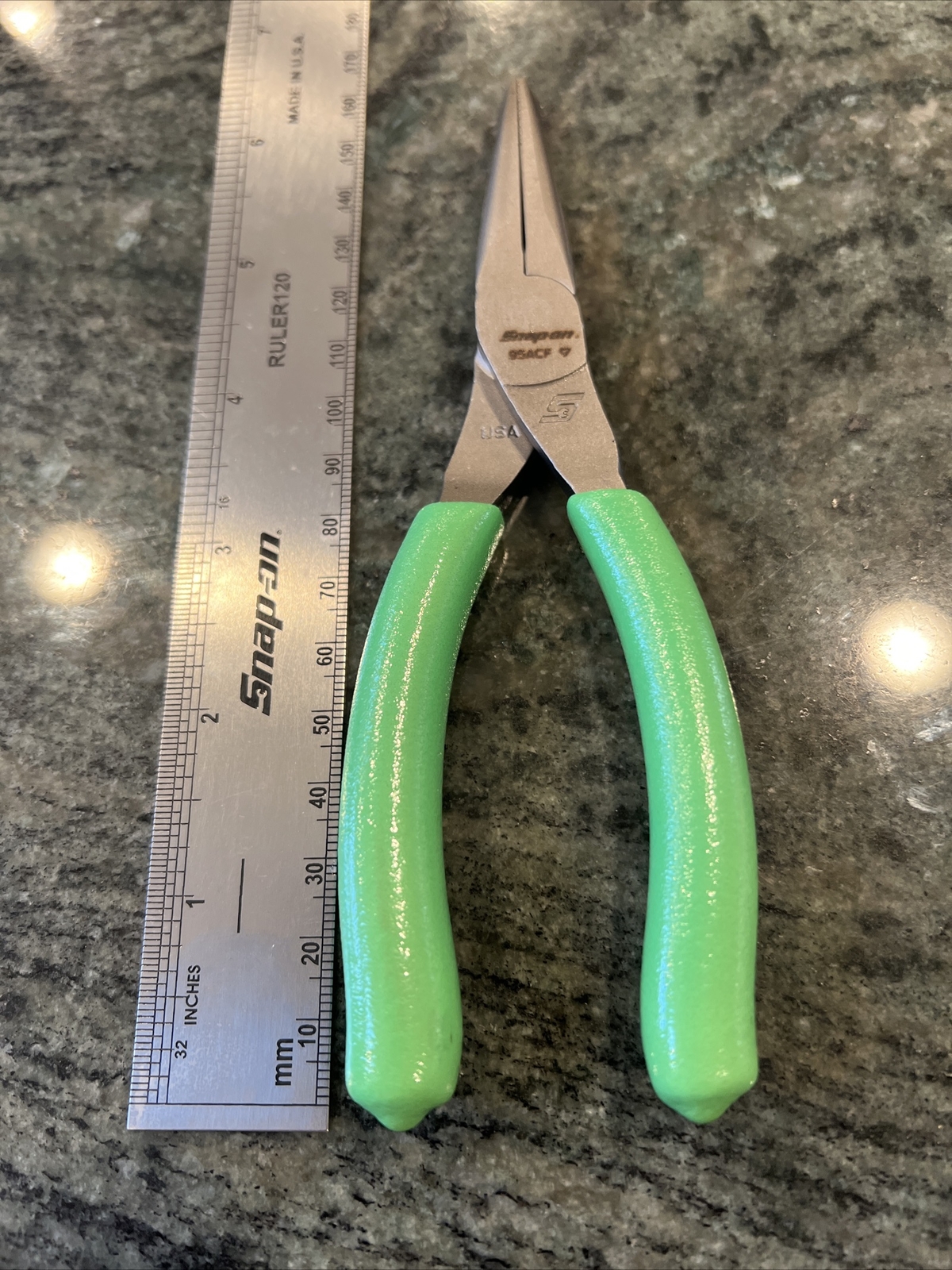 Snap-On 95acf 6″ talon grip needle nose pliers green