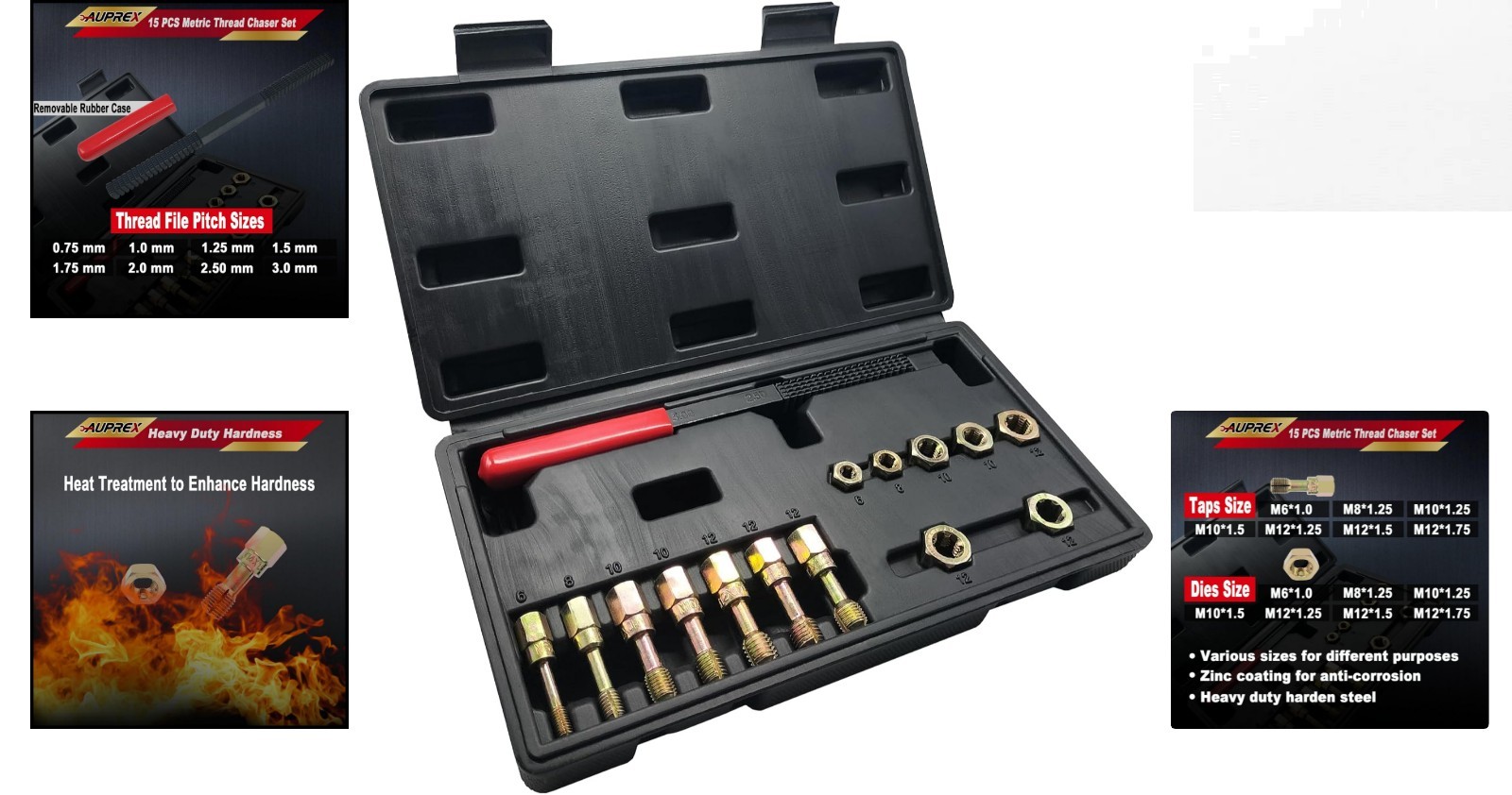 Universal 15-Piece Metric Thread Repair Tool Set with Corrosion-Resistant Finish