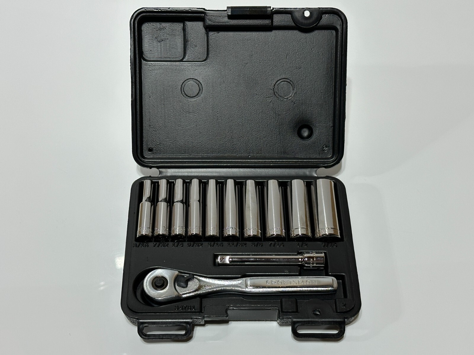 Craftsman Tools USA 34781 NEW 12pc SAE 1/4’ Drive Socket Ratchet Set – 6 Point