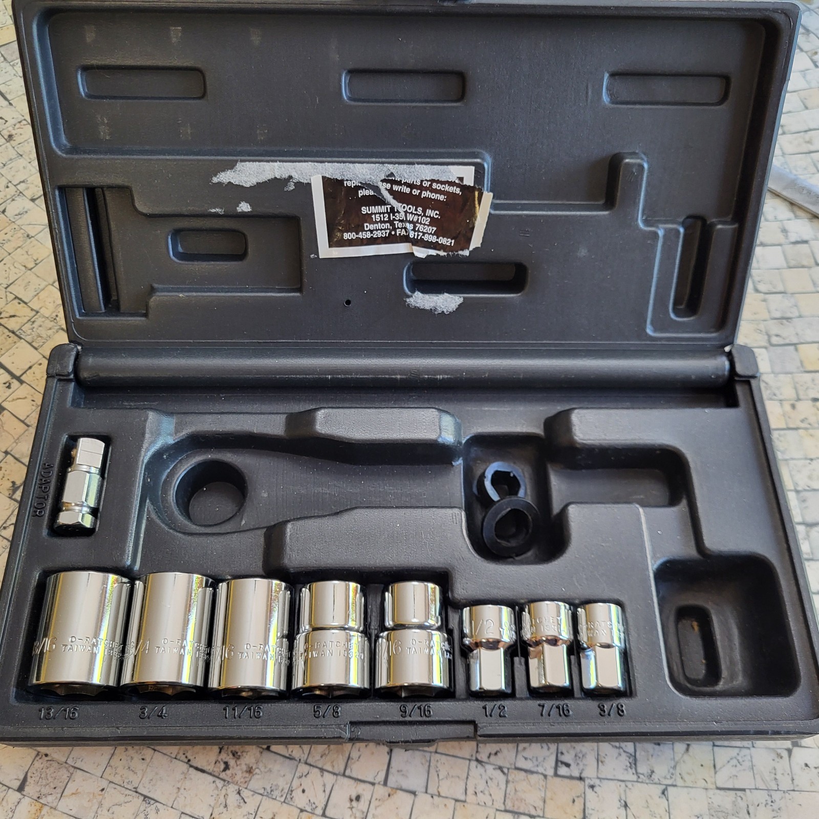 O-Ratchet Hexx SAE Drive Set #34752 Pass Thru Socket Set & Case Missing Ratchet
