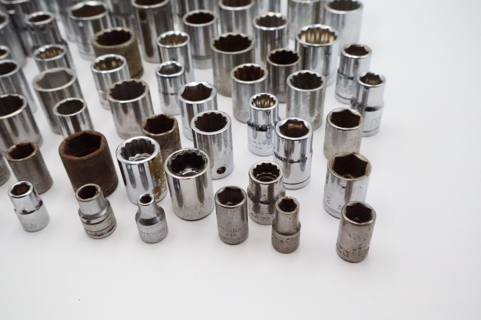 Large Mixed Socket Lot 1/4 3/8 1/2 Drive SAE Metric Deep Standard USA Tools