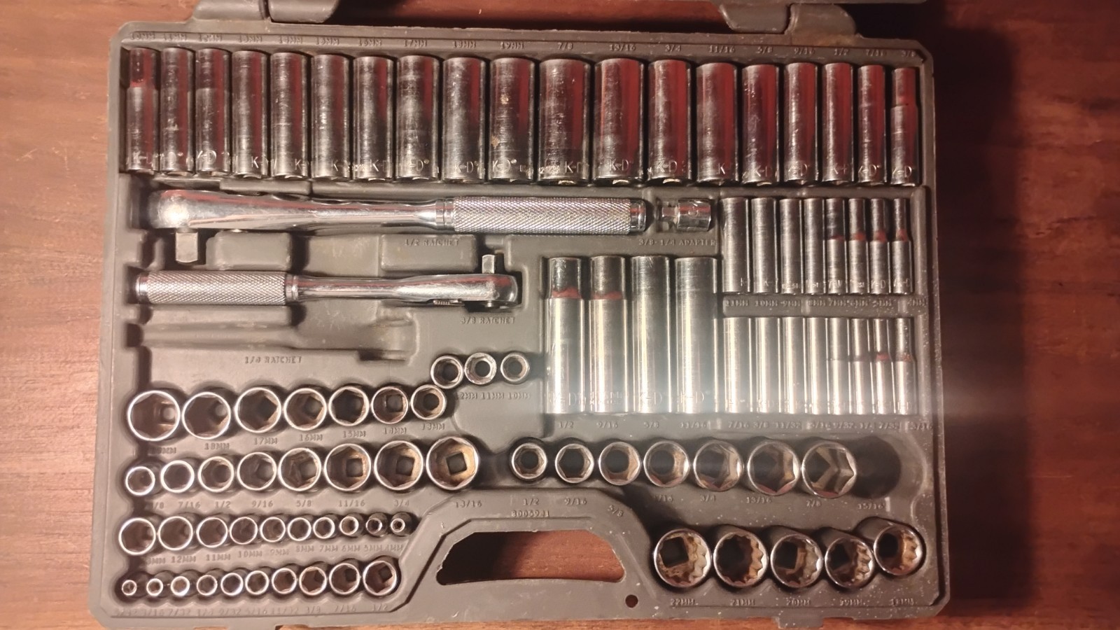 HUGE KD/Craftsman Set. Missing 2 Pieces. Half Inch, 3/8, Quarter Inch Socket Set