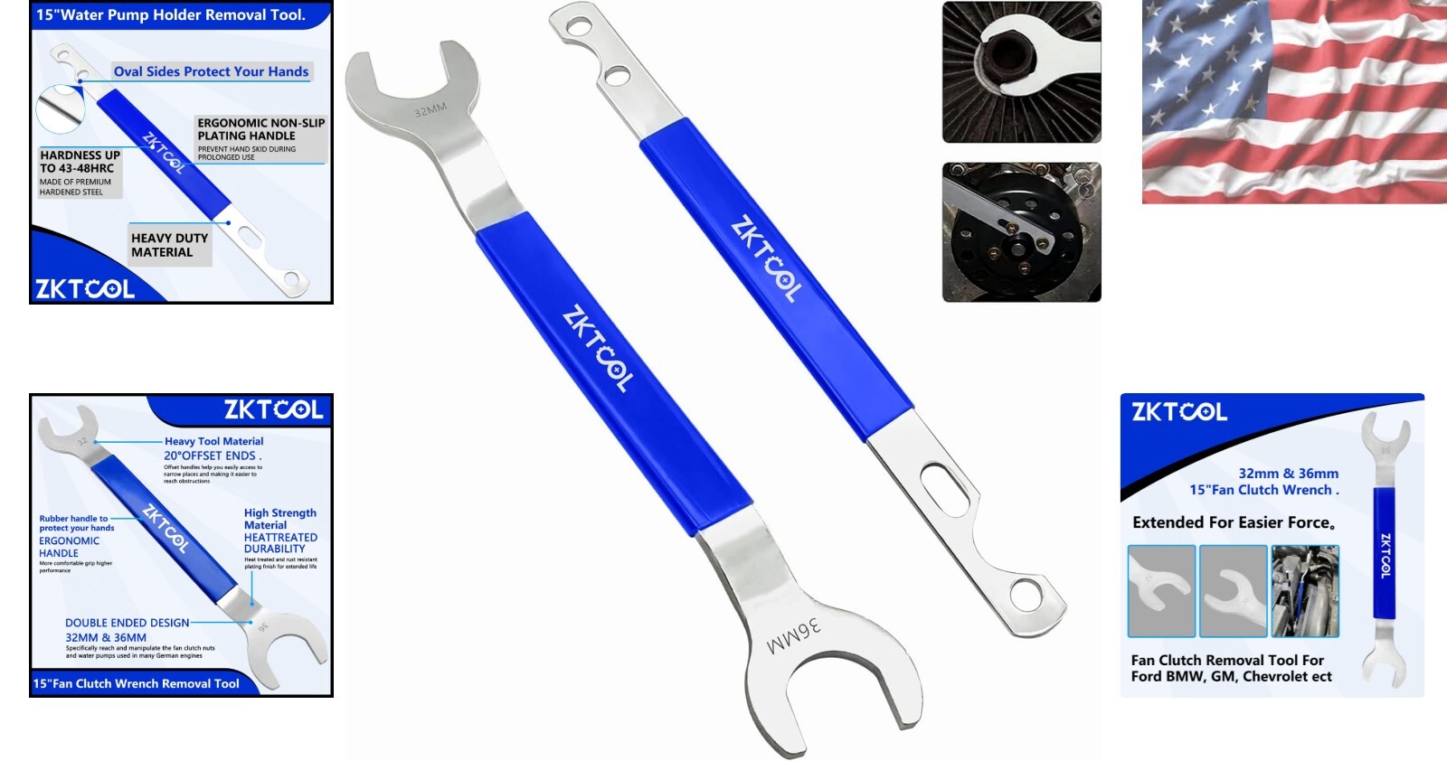 Durable Water Pump Pulley Holder & Fan Clutch Tool Set for Vehicle Maintenance