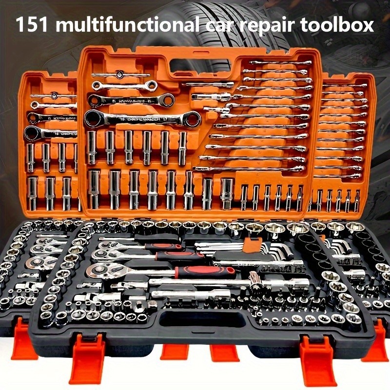 53/82/121/151PCS Heavy-duty Stainless Steel Socket Wrench Set