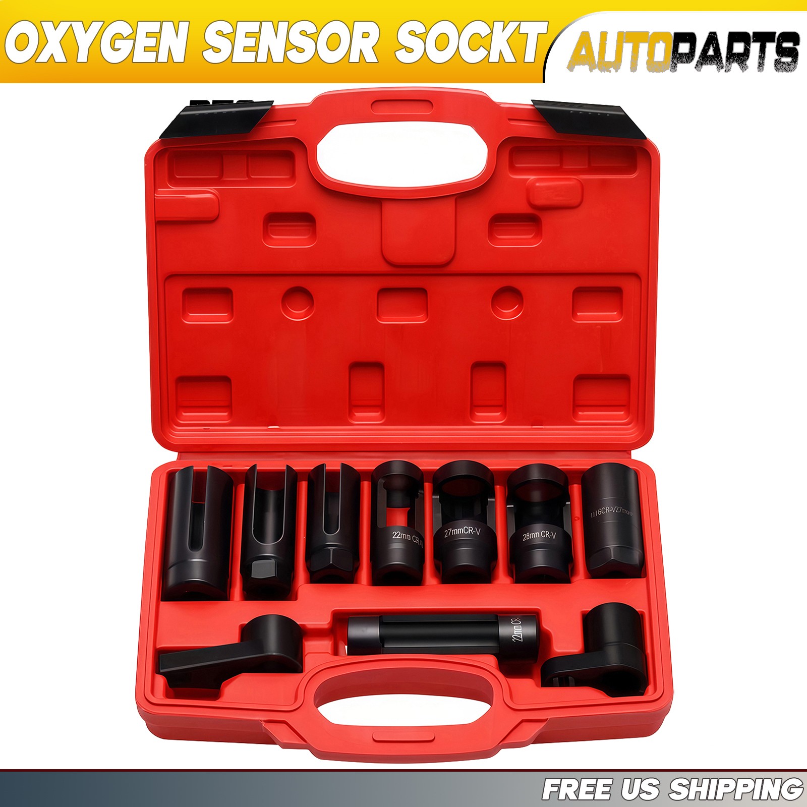 10pc O2 Oxygen Sensor Socket Wrench Removal Tool 3/8″ 1/2″ Drive x 7/8″ 22mm Set