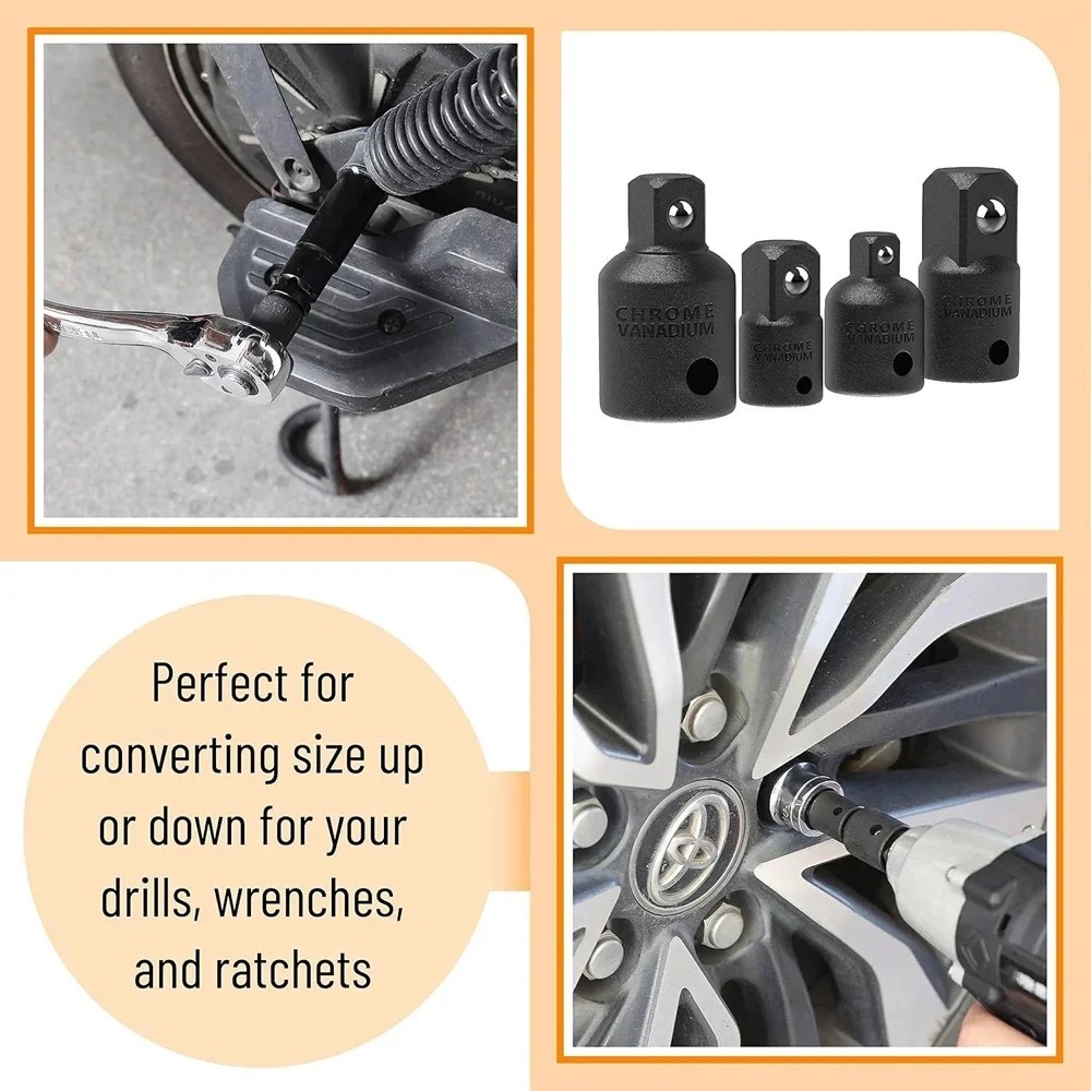 4PCS Impact Socket Adapter Set 1/2 3/8 1/4 Drive Reducer Converter UK