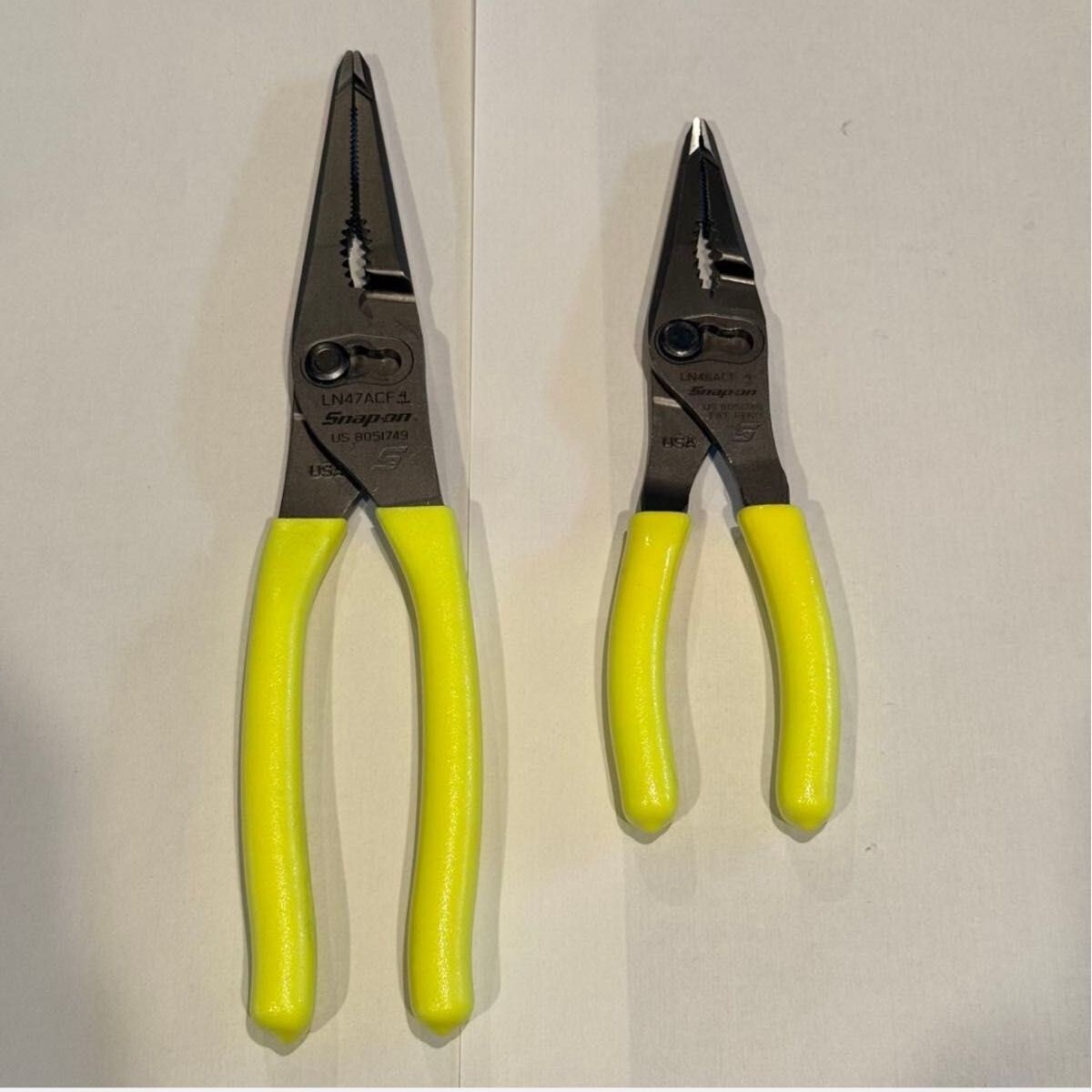 Snap On LN47ACF & LN46ACF Needle Nose/Slip-Joint Combination Yellow Plier Set