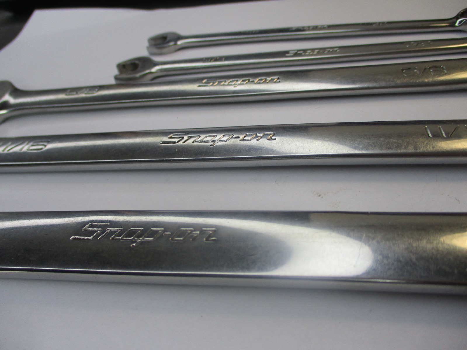 Snap on 5pc 6 Point SAE 11/32 3/8 5/8 11/16 13/16 Combination Wrench Set MARKS