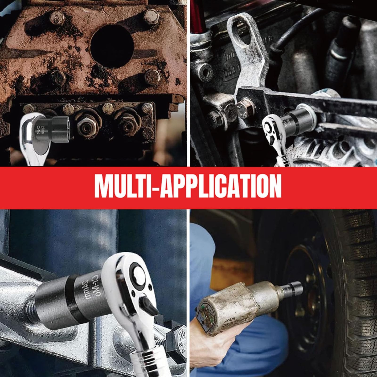5 PCS 1/2″ Twist Socket Set – 6-Point Nut & Bolt Extractor Tool Kit, Lug Nut Rem
