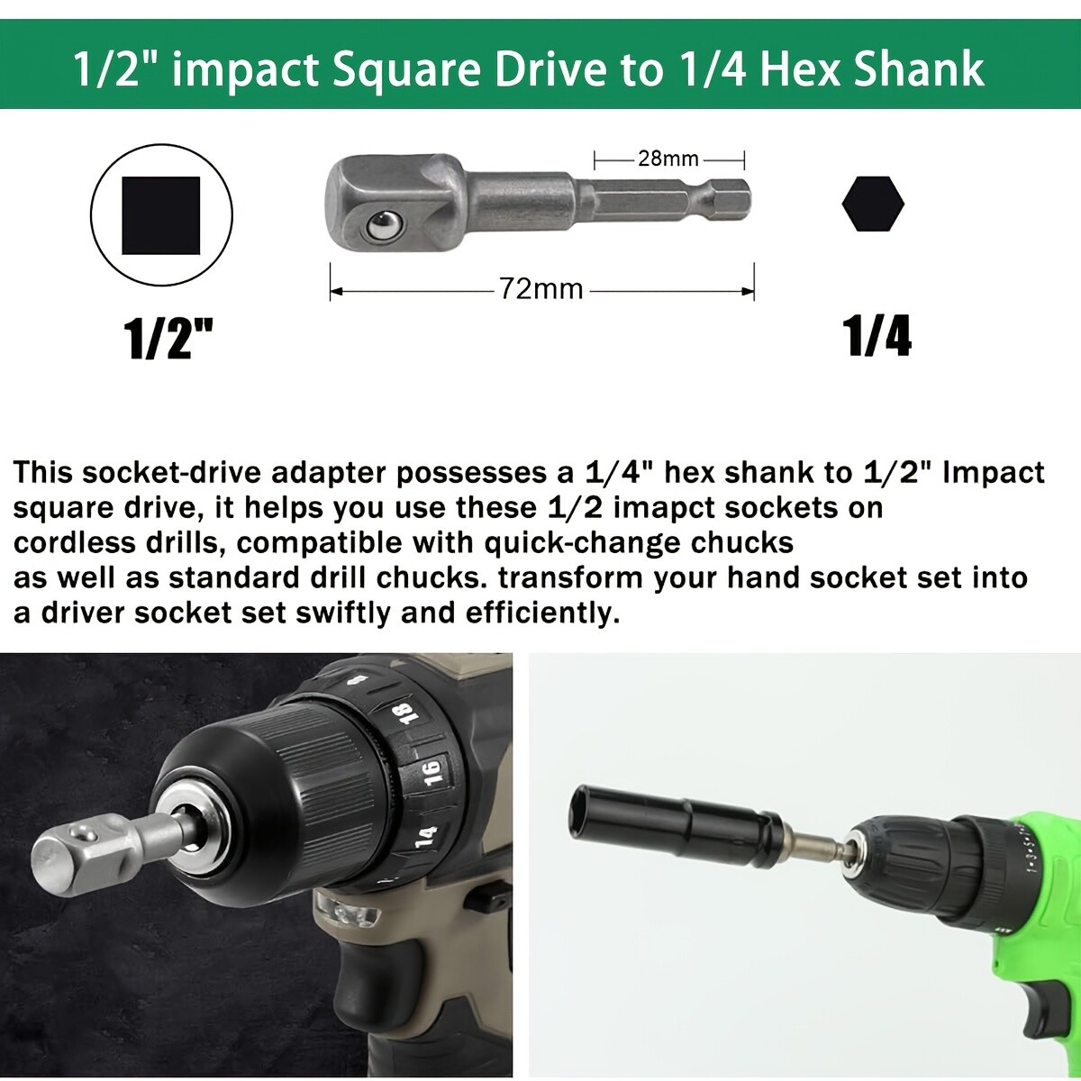 10pc Metric Deep Impact Socket 1/2″ Drive 10mm-24mm 6 Point Sockets w/ Case Set